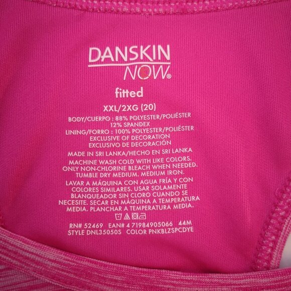 Danskin Now Ladies Size XXL Racer Back Hot Pink Sleeveless Fitted Athletic Top - Picture 3 of 6